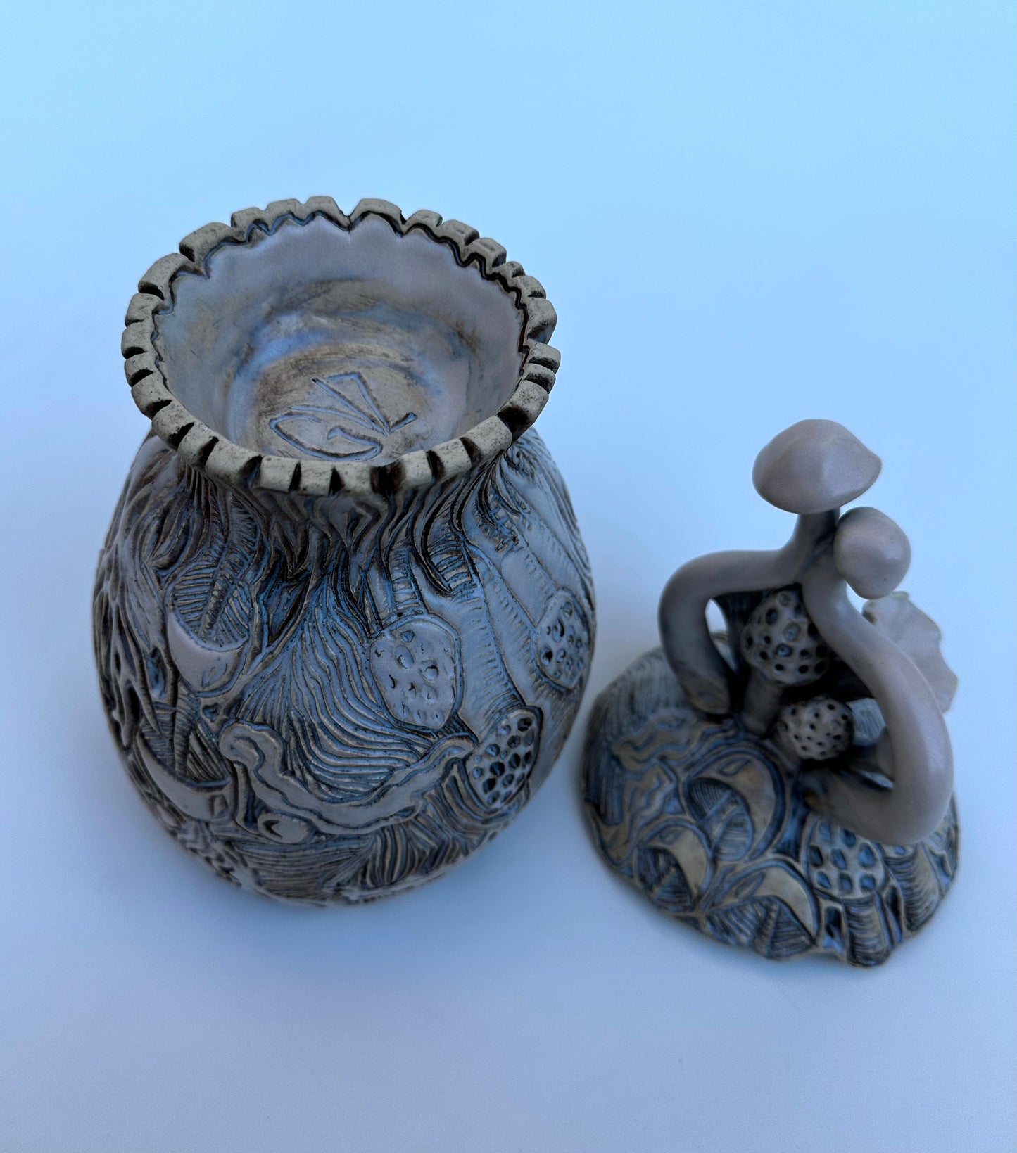 Lidded Mushroom Jar