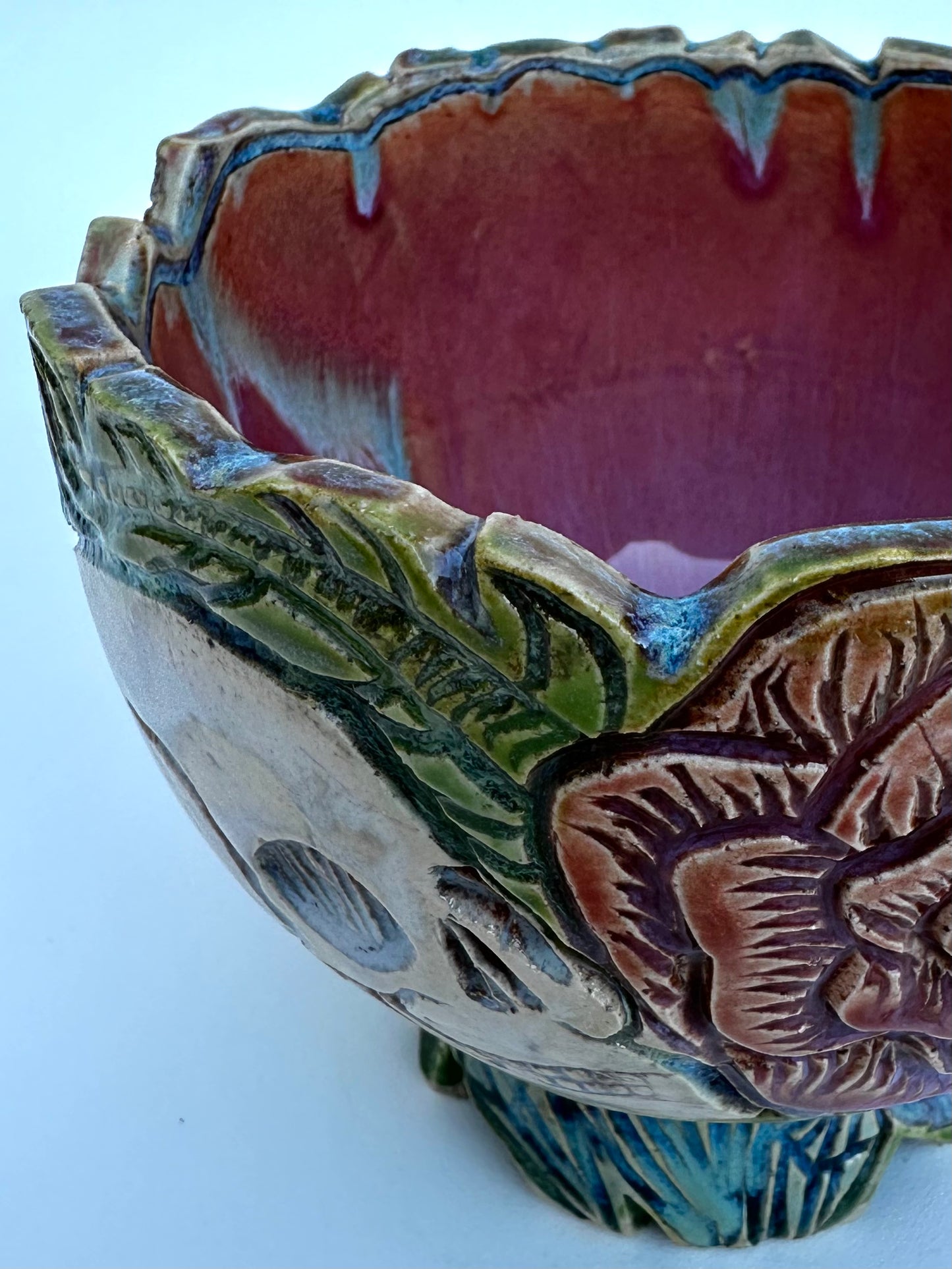 Small bowl with skulls roses, and crystals
