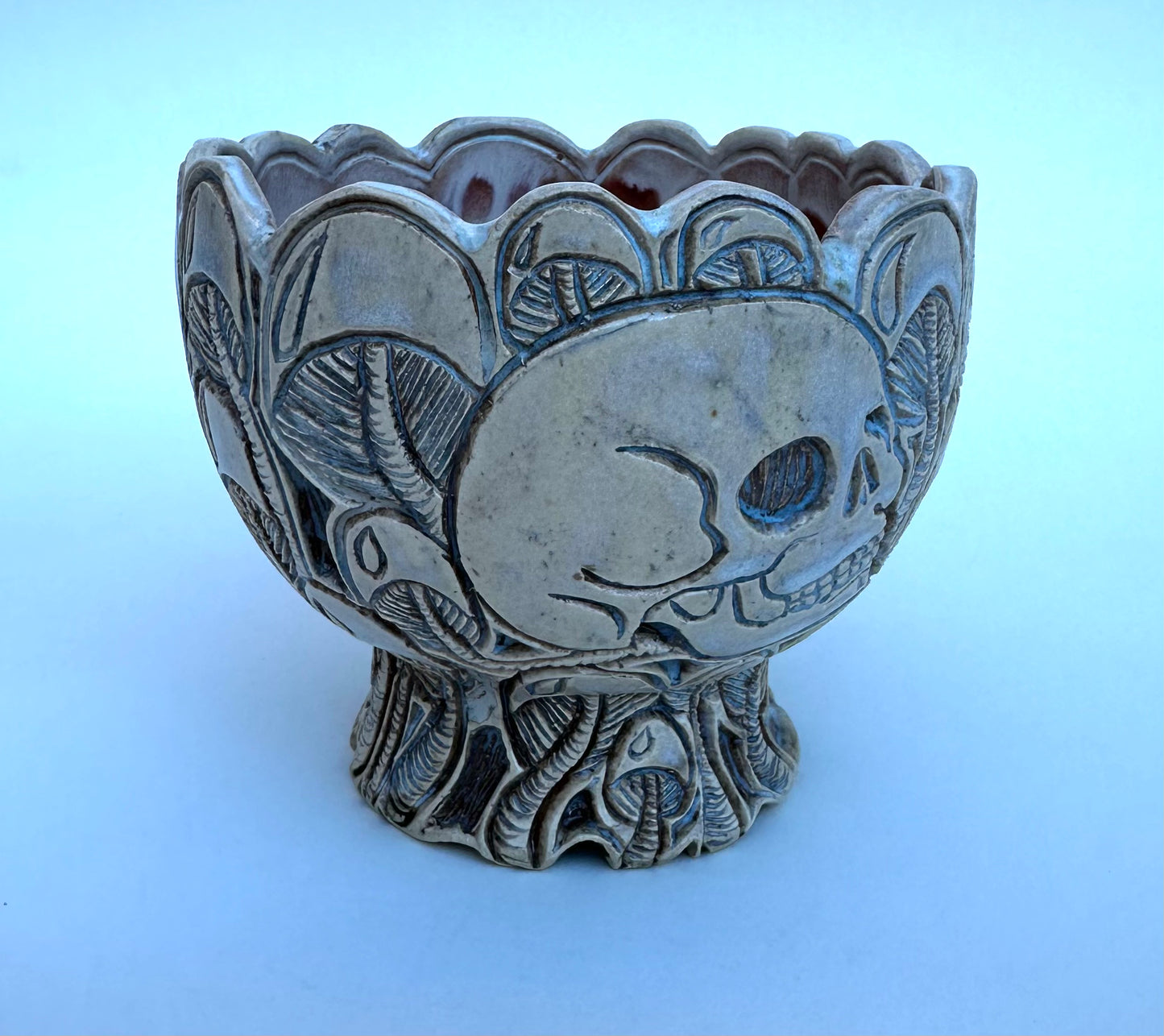 Medium bowl with skulls and mushrooms