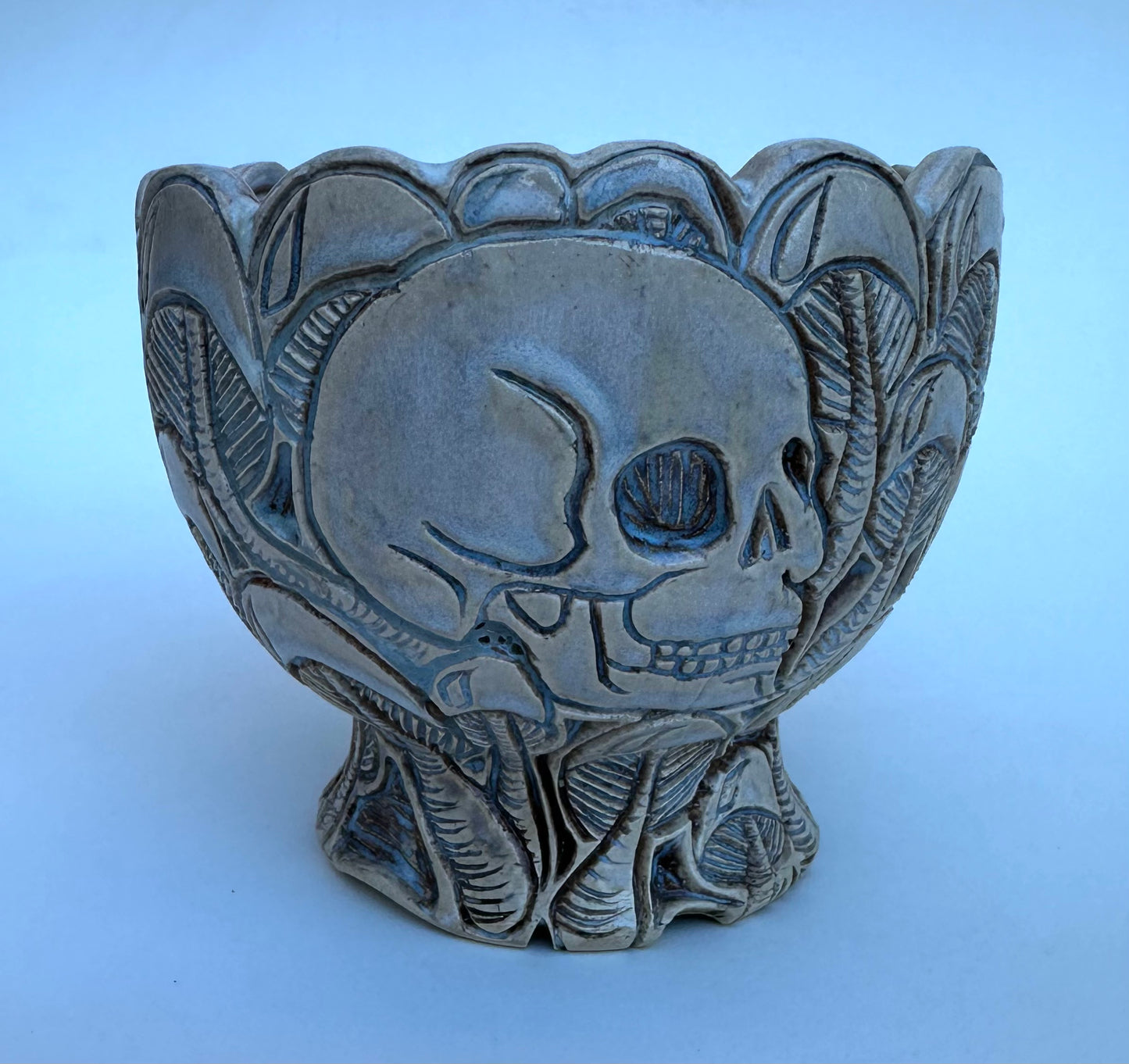 Medium bowl with skulls and mushrooms