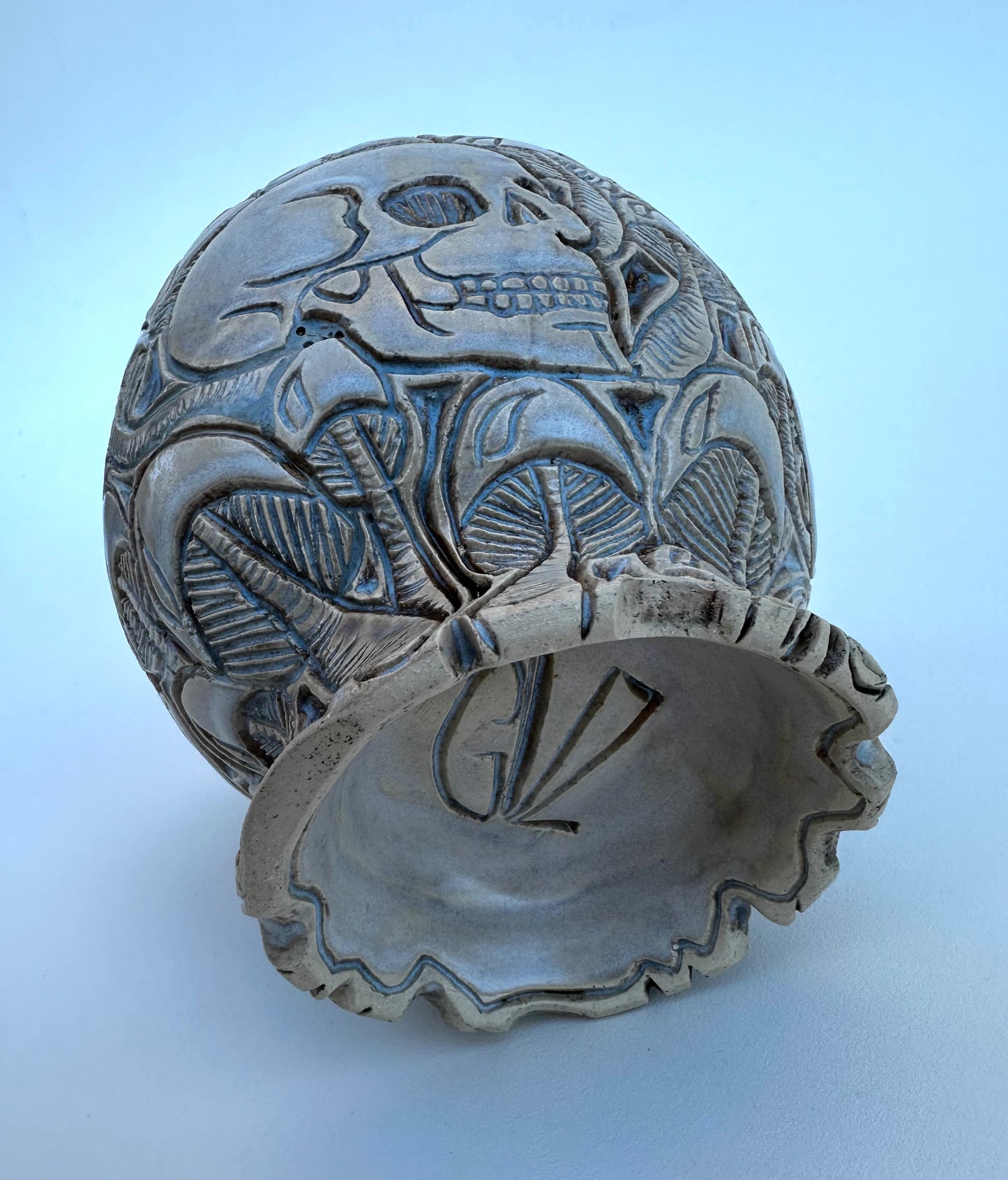 Medium bowl with skulls and mushrooms