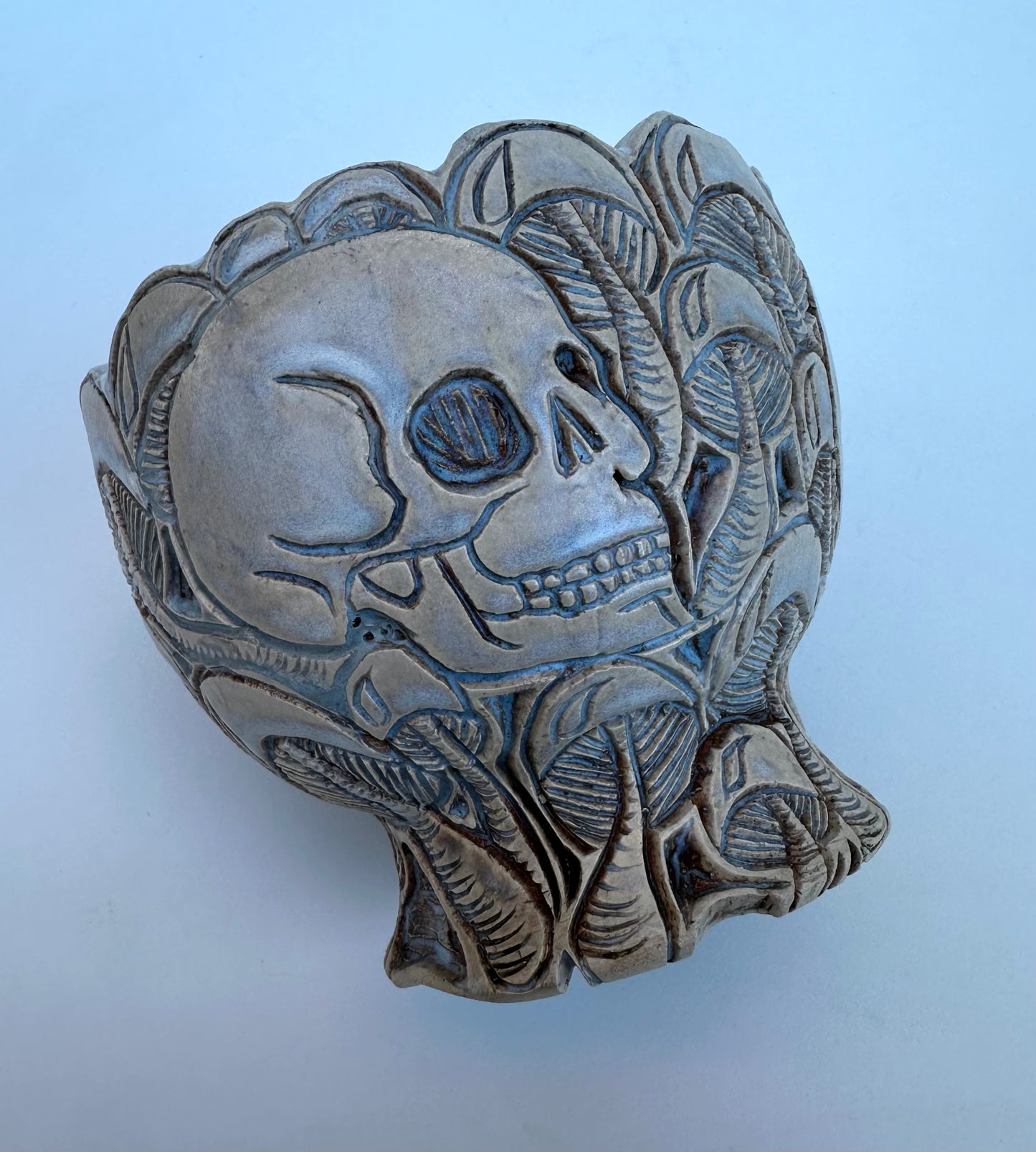 Medium bowl with skulls and mushrooms