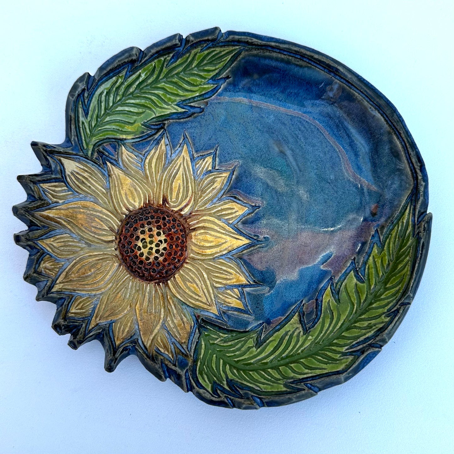 Blue Sunflower Plate