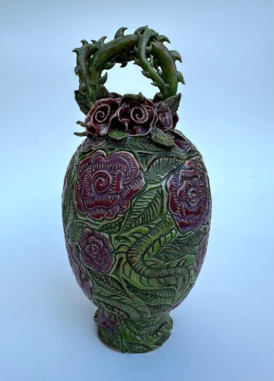Lidded Rose Jar
