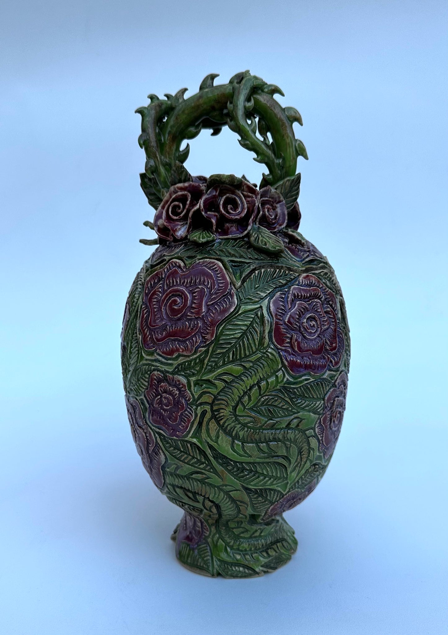 Lidded Rose Jar