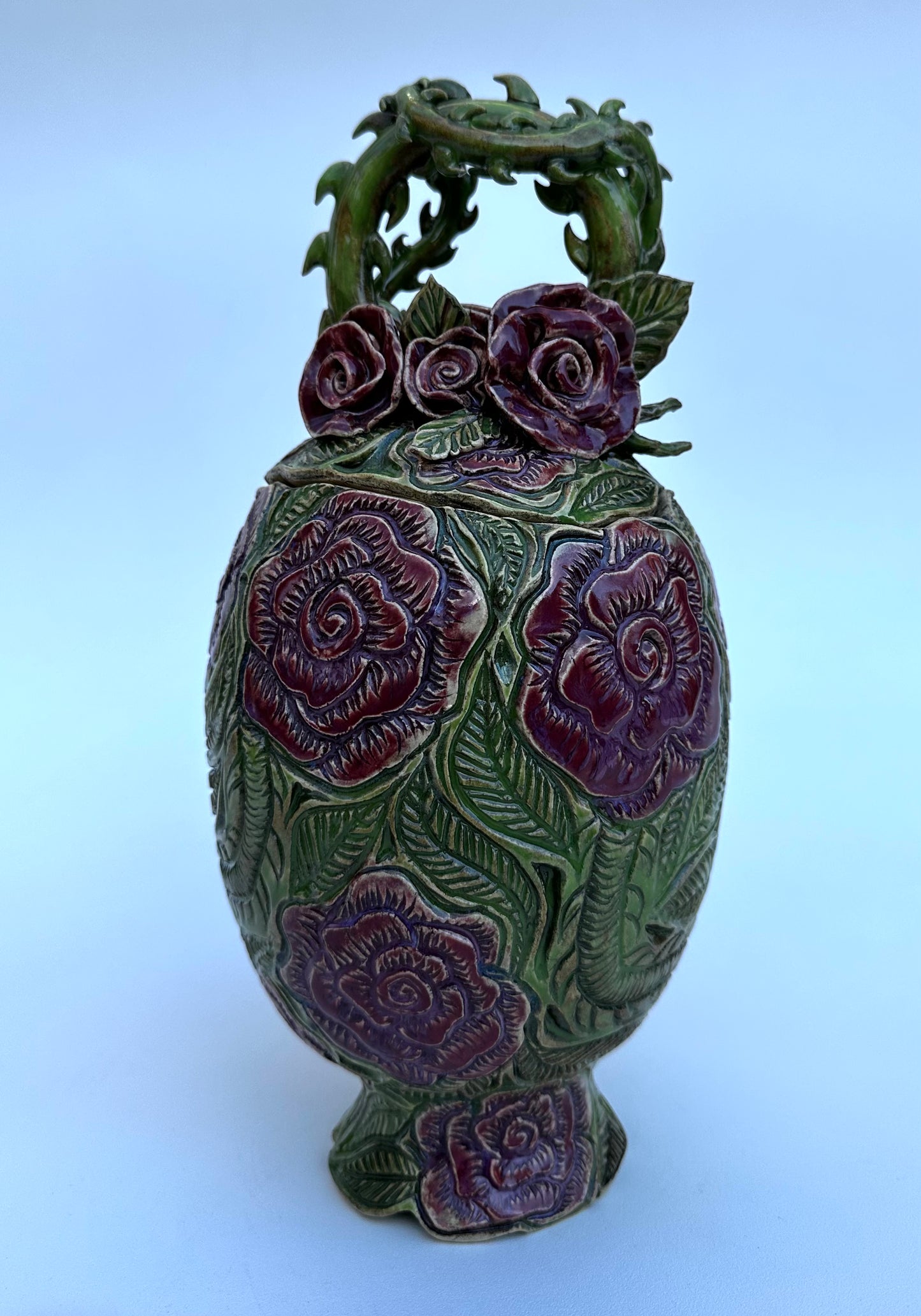 Lidded Rose Jar
