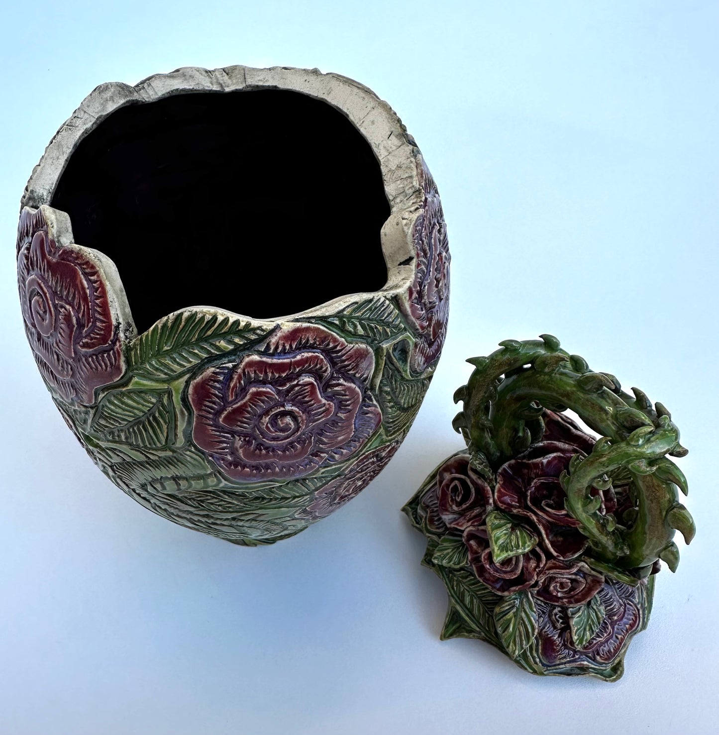 Lidded Rose Jar