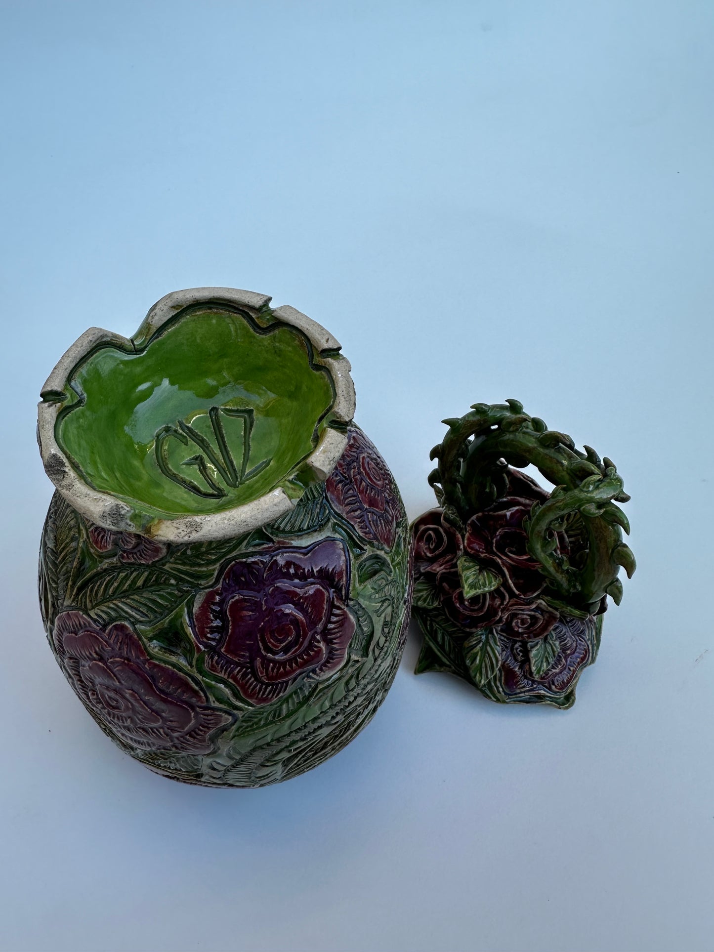 Lidded Rose Jar