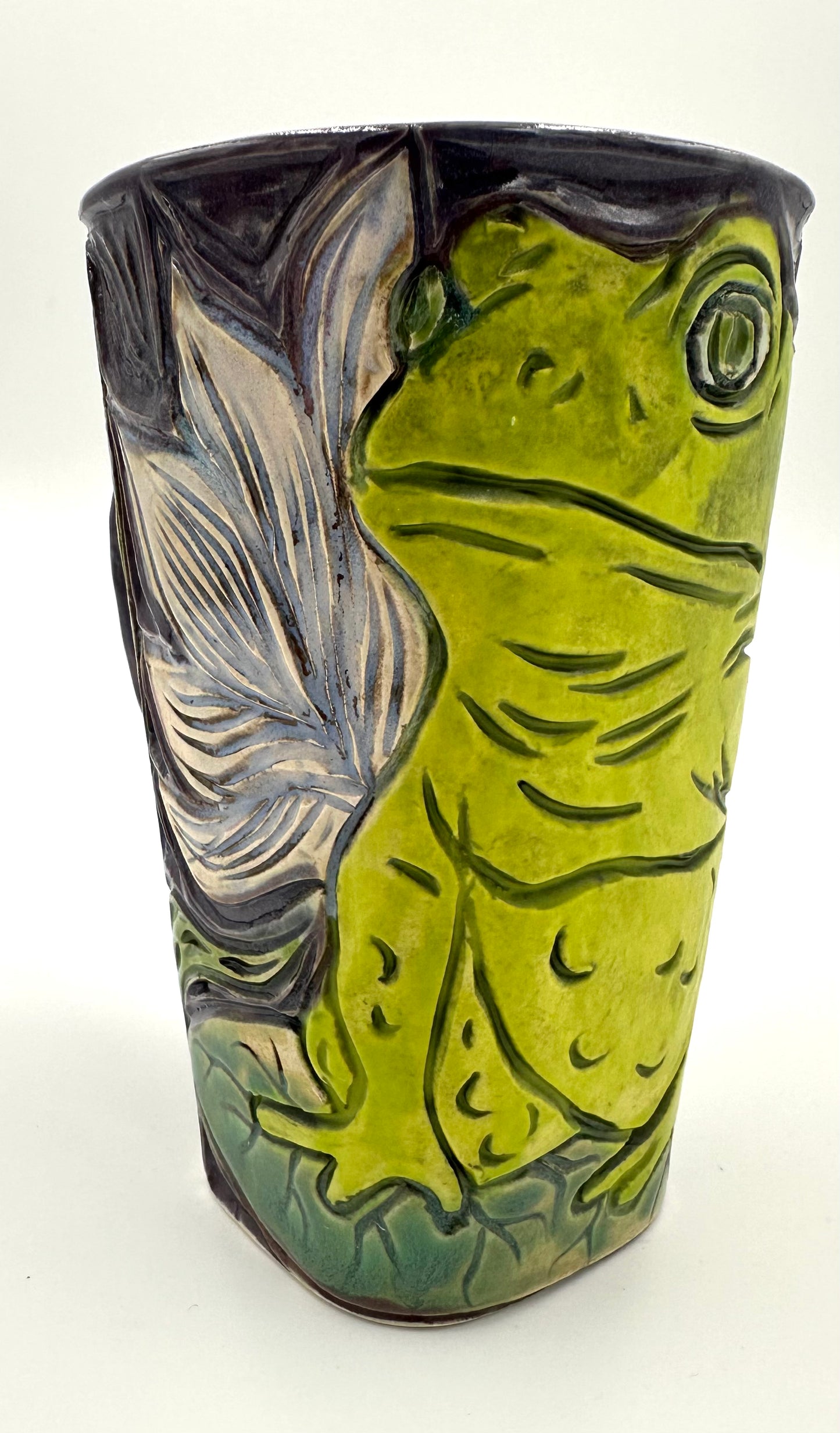 Toad on Lily pad with lotus flowers and pitcher plants Mug
