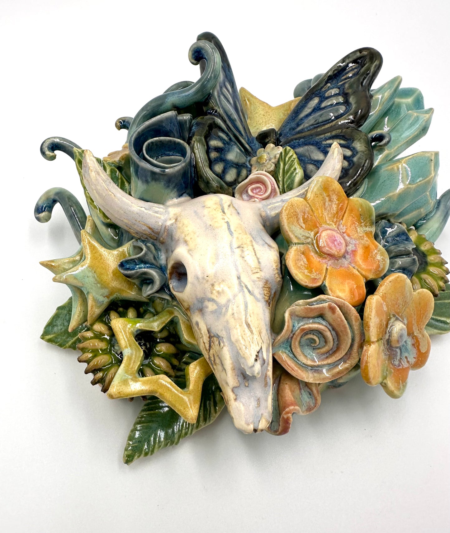 “Dark Stars Falling” ceramic wall hanging sculpture