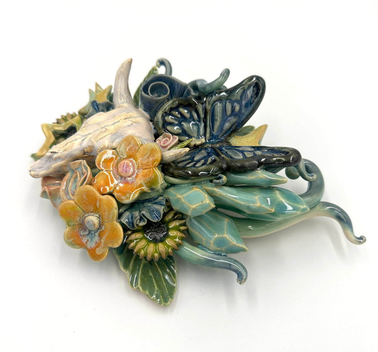 “Dark Stars Falling” ceramic wall hanging sculpture