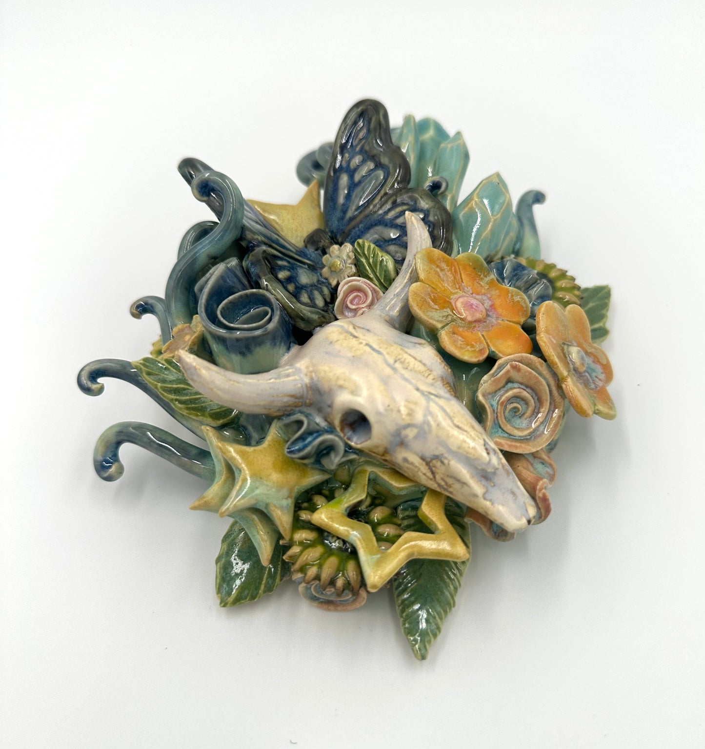 “Dark Stars Falling” ceramic wall hanging sculpture