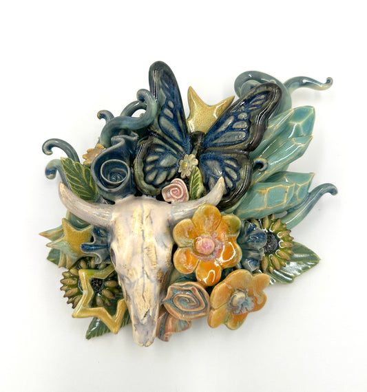 “Dark Stars Falling” ceramic wall hanging sculpture