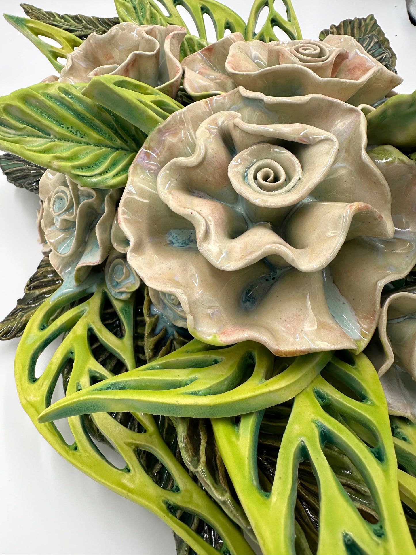“Rambliń Rose” Wall hanging ceramic Sculpture